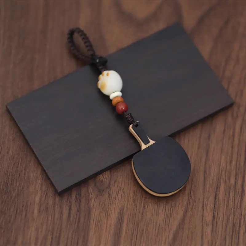 PP Ebony Wooden Table Tennis Paddle Keychain Photo 2
