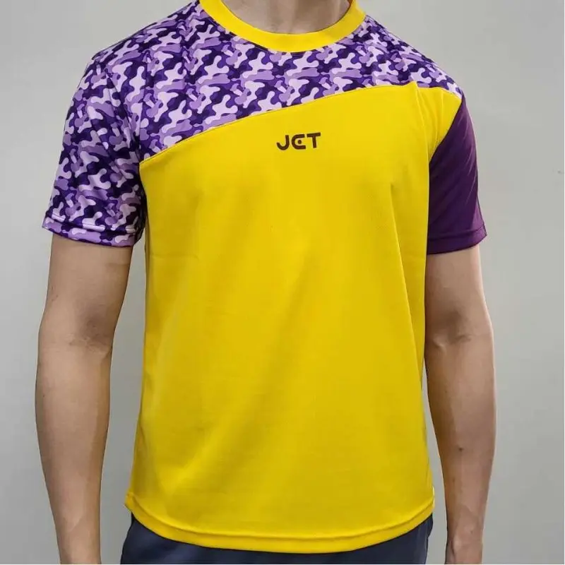 JET-2303 Sports Shirt – Yellow / Purple Camouflage